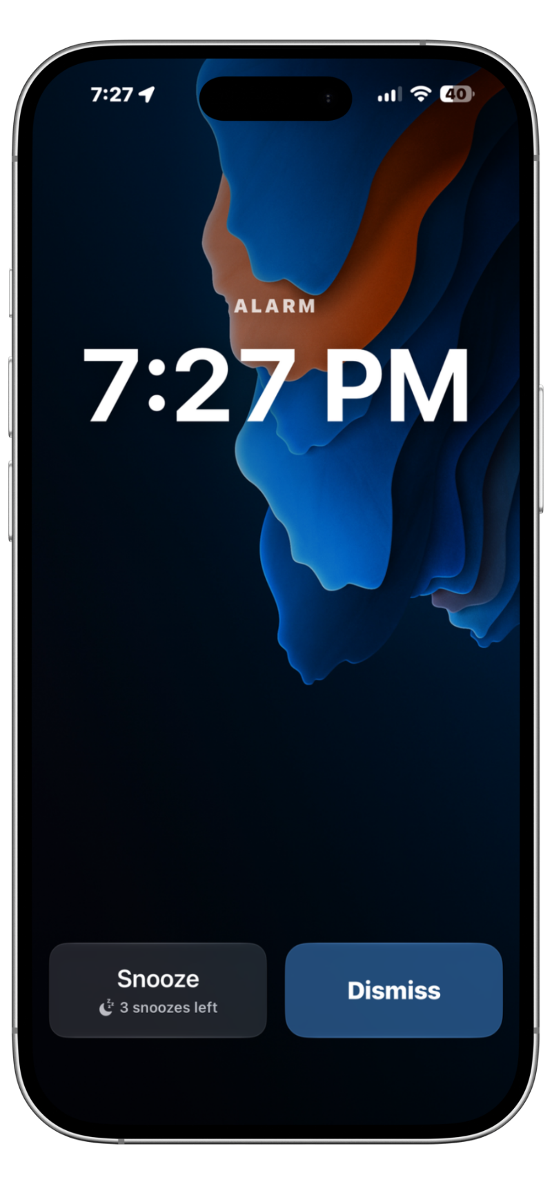 Allarise alarm ringing with snooze and dismiss