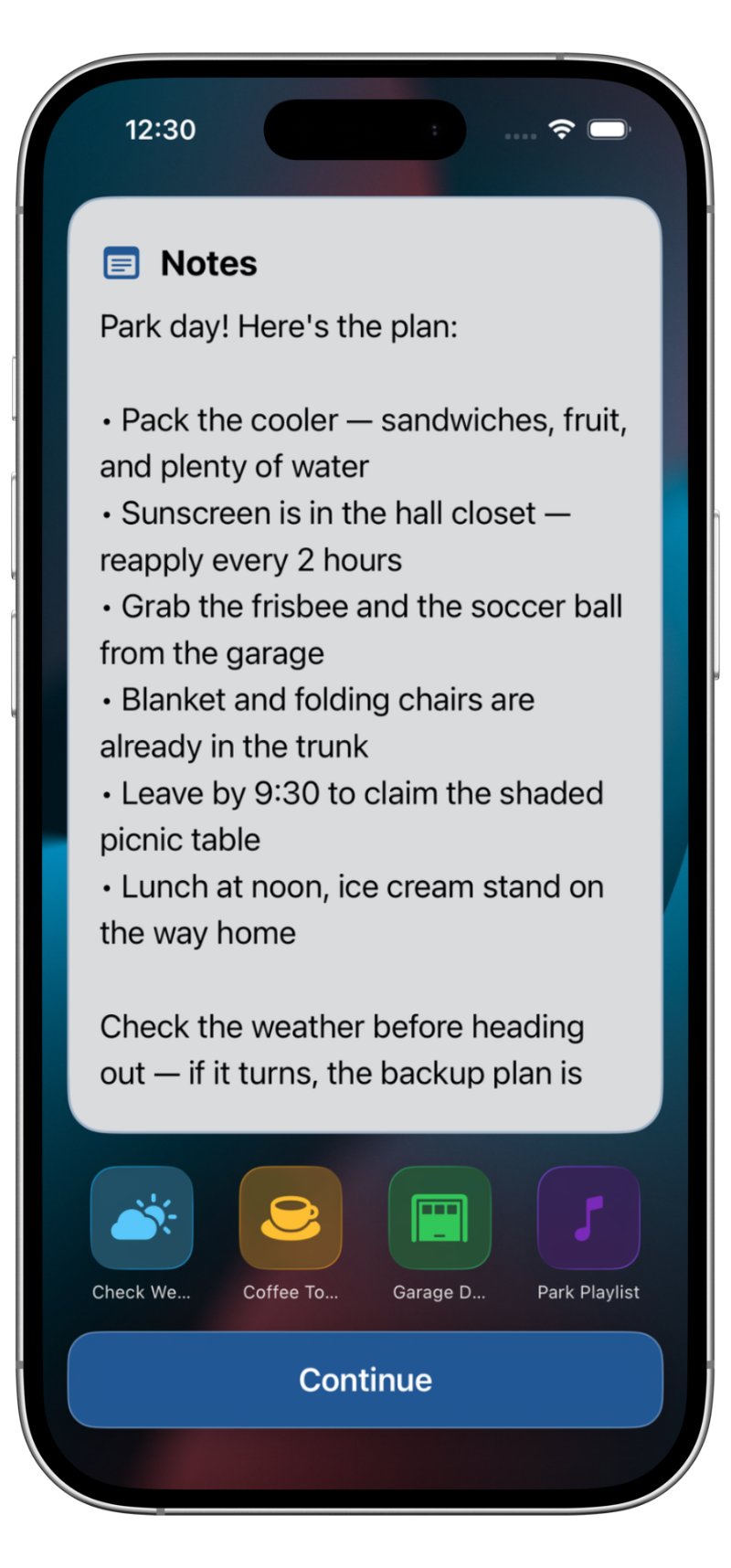 Notes after the alarm
