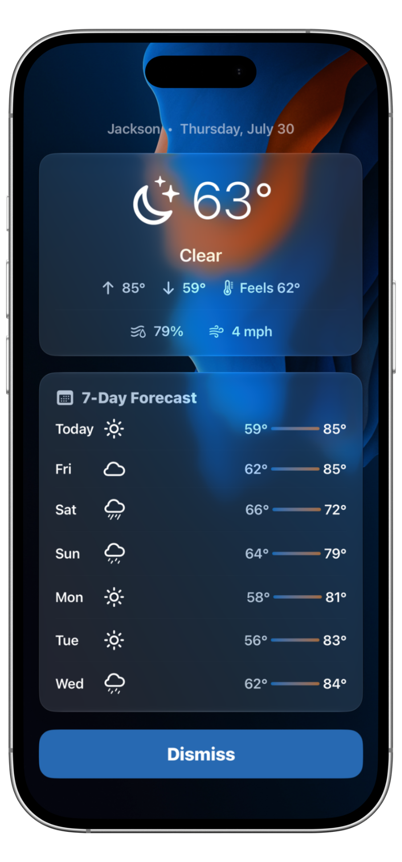 Morning weather after the alarm